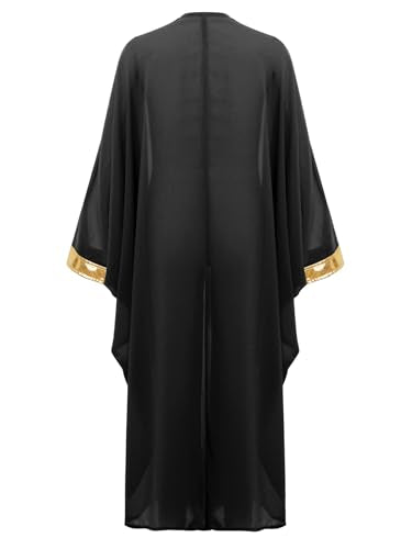 Kids Boys Muslim Thobe Satin Loose Kaftan Robes Long Sleeve Prayer Dress for Ramadan Eid Celebrations - color: Black, size: 16 Years