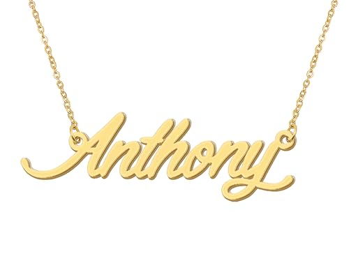 Aoloshow Personalized Name Necklace Custom Any Name Necklaces Jewelry for Womens New Mom Bridesmaid Gift - style: Gold - Anthony