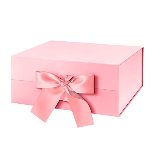 HAPPY POTATO Pink Magnetic Gift Box with Lid and Ribbon 9x6.5x3.8 Inch - color: Pink-Ribbon-9x6.5x3.8 Inches-Pack of 1