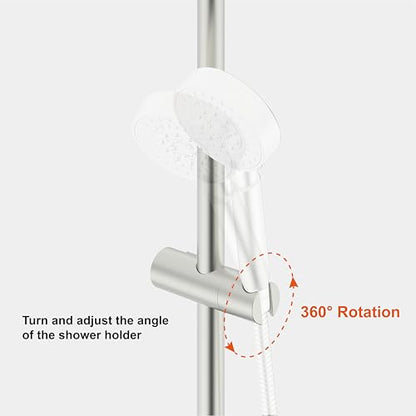 Shower Head Holder for Slide Bar Adjustable Hand Shower Holder Bracket for Slide Bar, Slider Clamp Bathroom Replacement,360 Degree Rotation Sprayer Holder, Brushed Nickel Finish - color: Brushed Nickel
