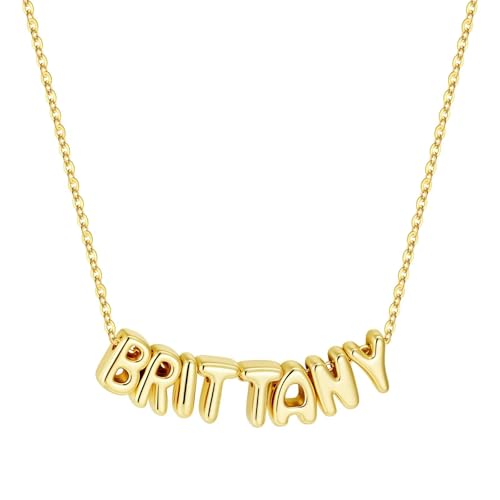 M MOOHAM Mothers Day Gifts - Custom Name Necklace 14K Gold Plated Necklace Personalized Monogram Pendant Name Necklaces for Women Trendy Jewelry Gifts for Women Mom Her Birthday Gifts - style: Brittany