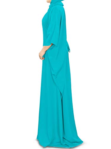 MyBatua Women's Kaftan, Free Size Abaya, Dubai Islamic Dress, Muslim Maxi KF-001 - color: Turquoise