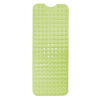 ENKOSI Non-Slip Bath & Shower Mat 40x16 Extra Long, Suction & Drain Holes | Green color; Durable PVC; 40x16 in, Green - color: Green