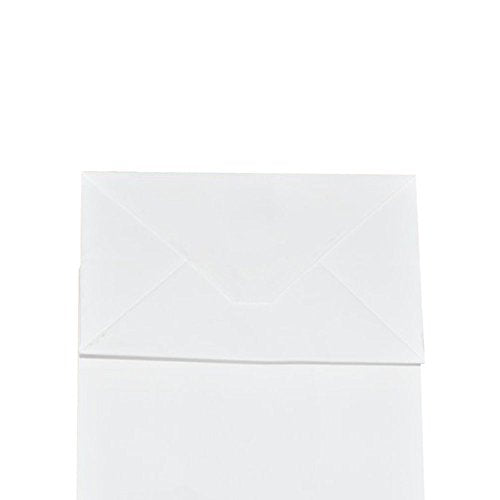 bagmad 100 Pack Sturdy Medium White Kraft Paper Bags with Handles Bulk, Thicken Gift Bags 8x4.75x10 Inch, Craft Grocery Shopping Retail Party Favors Wedding Business Sacks (White, 100pcs) - color: White