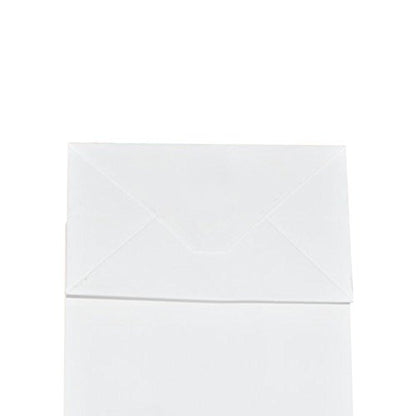 bagmad 100 Pack Sturdy Medium White Kraft Paper Bags with Handles Bulk, Thicken Gift Bags 8x4.75x10 Inch, Craft Grocery Shopping Retail Party Favors Wedding Business Sacks (White, 100pcs) - color: White