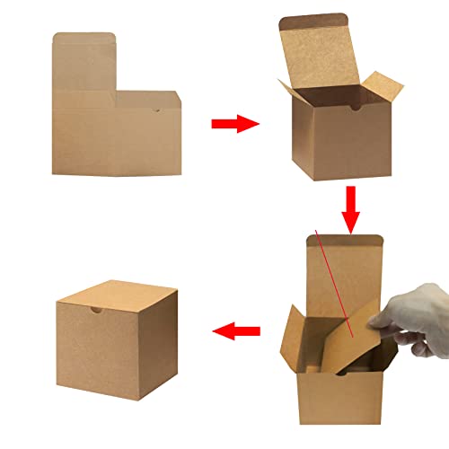 Bonfasvo Gift Boxes 30 Pack 4x4x4 inches Brown Fold Kraft Paper Boxes Bridesmaids Proposal Box Cupcake Boxes Easy Assemble Boxes with Lids for Wedding Birthday Party Christmas - color: 4x4x4 Inch (Brown)-30 Pack
