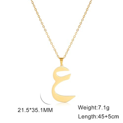 Stainless Steel Arabic Letter 'Alif' Pendant Necklace, Unisex Initial Jewelry - color: Style 18, size: Gold Color