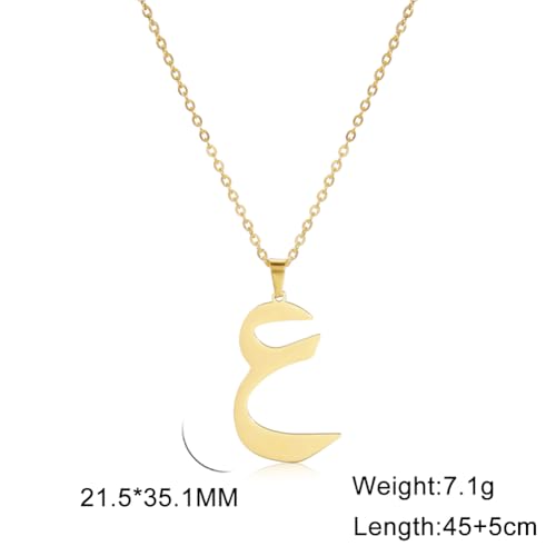 Stainless Steel Arabic Letter 'Alif' Pendant Necklace, Unisex Initial Jewelry - color: Style 18, size: Steel Color
