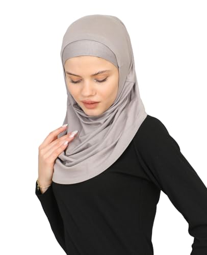 Prien Chic Ready To Wear Hijab For Women, Muslim Long Turban Undercap Set, Instant Scarf, Prayer Clothes For Girls, Abaya - color: Light Mink