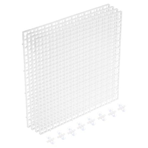 uxcell 4Pcs Aquarium Fish Tank Divider, 12x12 Inch Plastic Egg Crate Light Diffuser Grid Filter Bottom Partition Separator with Sucker Clips and Suction Cups for Aquarium, White - color: White, size: 12x12 Inch