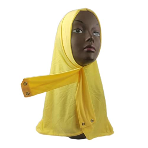 Suillty Fashion Muslim Hijab for Women Instant Snap Fastener Hijab Inner Cap Full Cover Head Wraps Scarf Islam Turban Caps - color: Yellow