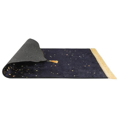 Prayer Mat Muslim Prayer Rug Portable Festival Mat Lightweight Praying Carpet with Tassel for Women Men - color: Black