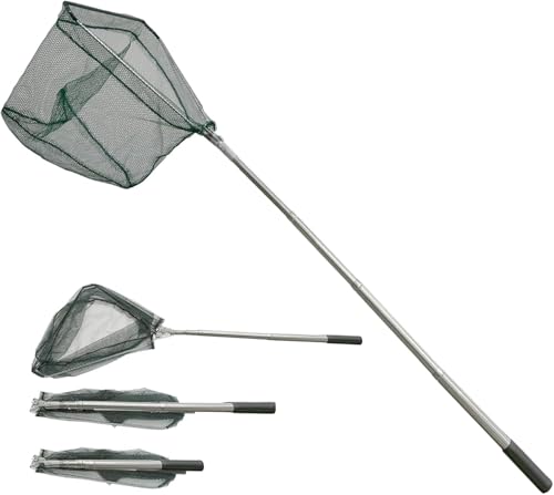 Fishing Landing Net with Stainless Steel Telescoping Pole 74.8" Long Handle,Rubber Coated Nylon Mesh,for Steelhead,Salmon,Kayak,Catfish,Bass,Trout,Shrimp,Crab,for Easy Catch & Release,74.8 inch - style: 61" Stainless Steel Handle-stronger