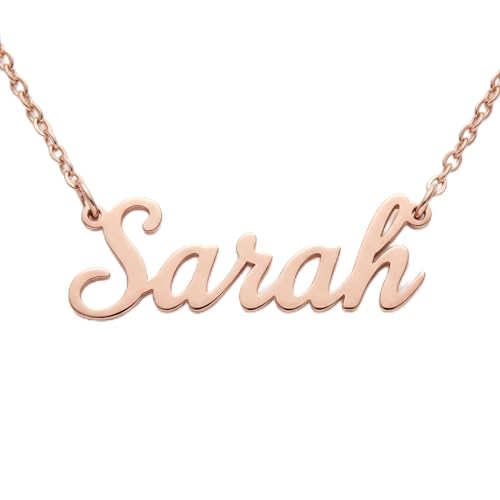 Personalized Custom Name Necklace, Custom Nameplate Pendant, Gift for her, Christmas, Mother's Day, Valentine's Day, Birthday - color: 18K Rose Gold Plated Sterling Silver
