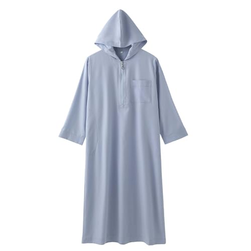 Xiaojmake Dubai Abaya Thobe Elegant Ramadan for Boys Zip Arabic Prayer Clothes with Pockets Islamic Muslim Outfits 3-15Y - color: Gray, size: 12-13 Years