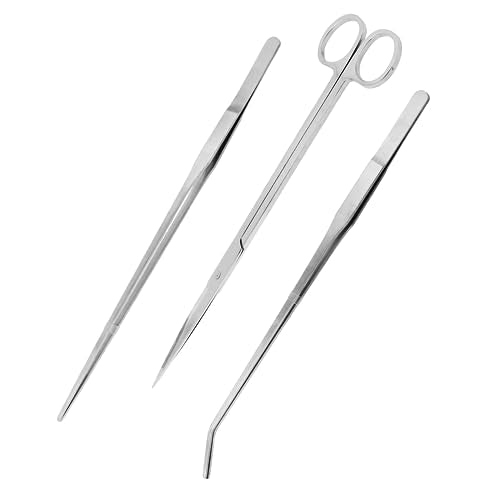 Mandala Crafts Stainless Steel 10" Aquascaping Kit for Aquarium Terrariums | Rust Resistant Tools, Tweezers & Scissors, Long Reach, Trimming Aquatic Plants, Bowls, Freshwater & Saltwater, Nano Tanks - color: Stainless Steel 3-in-1 Kit, size: 10 Inches