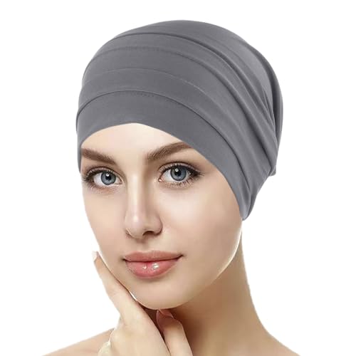 PURFUN 2 Pcs Muslim Inner Hijab Caps Women Girls Stretchy Breathable Full Cover Undercap Tube Bonnet Under Scarf Hats Beanie - color: Black+grey/2pcs