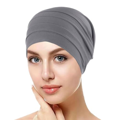 PURFUN 2 Pcs Muslim Inner Hijab Caps Women Girls Stretchy Breathable Full Cover Undercap Tube Bonnet Under Scarf Hats Beanie - color: Black+grey/2pcs