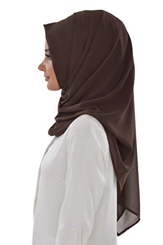 Aisha's Design Instant Chiffon Shawl for Women Modesty Turban Hijab Head Wrap Ready to Wear Women Headscarf - color: Brown