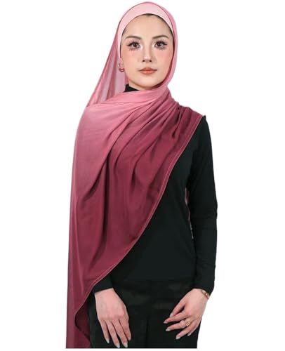 Special Ombre Modal Cotton Hijab Scarf for Women, Graceful Gradient Muslim Head Scarfs - color: Ombre Pink