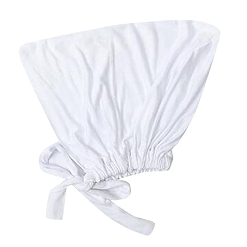 Chiffon Hijab with Undercap Fashion Solid Color Chiffon Head Wraps Under Scarf Caps Muslim Fashion Bandage - color: White
