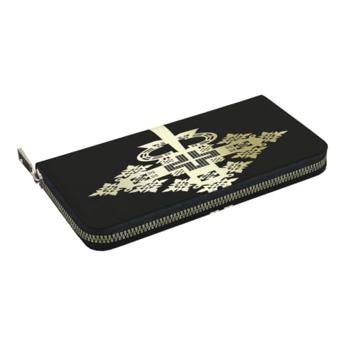 Ethiopian Cross PU Leather Long Wallet for Women Men, Zipper Clutch Wallet RFID Card Holder Organizer - color: Ethiopian Cross3