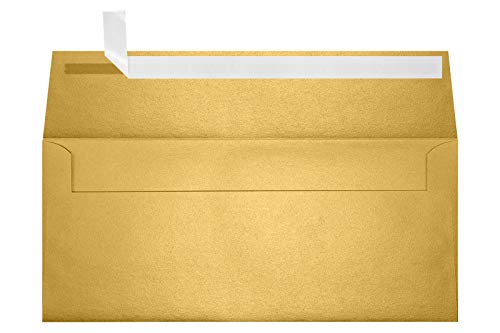 LUXPaper #9 Slimline Invitation Envelopes | Peel & Press | 3 7/8" x 8 7/8" | Gold Metallic | 80lb. Text | 50 Qty - color: Gold Metallic, size: 50 Qty.