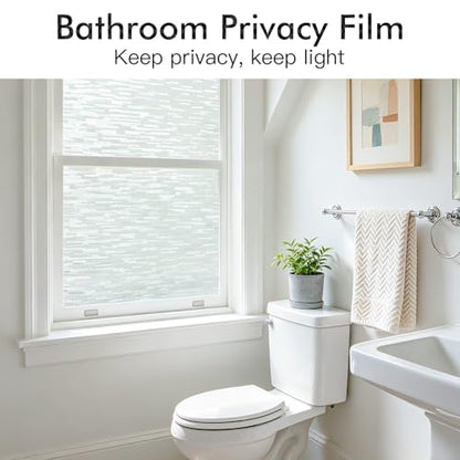 Haton Window Privacy Film, Frosted Stripe Non-Adhesive, 11.8" x 157.4" | Static Cling Removable Frosted Glass Film, Blocks UV & Heat, Anti-glare Privacy Covering for Bathroom & Home Windows - color: Frosted Stripe, size: 11.8" x 157.4"