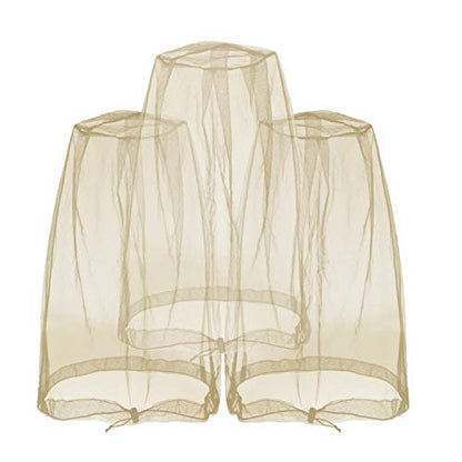 Anvin Mosquito Head Mesh Nets Gnat Face Netting for No See Ums Insects Bugs Gnats Biting Midges from Any Outdoor Activities, Works Over Most Hats Comes with Free Stock Pouches (3pcs, Khaki) - color: Khaki