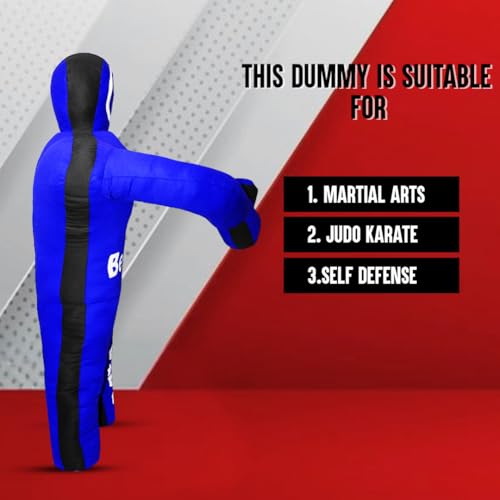Bestzo Kids MMA Grappling Dummy - Unfilled Canvas Wrestling & BJJ Training Partner for Karate, Judo & Boxing (48-Inch) - color: Black Blue