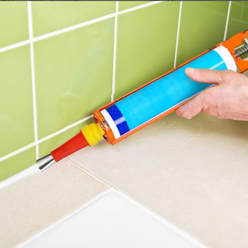 32PCS Caulk Finisher Kit Stainless Steel Caulk Gun Tips Reusable Caulking Nozzle Coating with Connector Replacement Rubber Nozzle Caulking Tool Kit