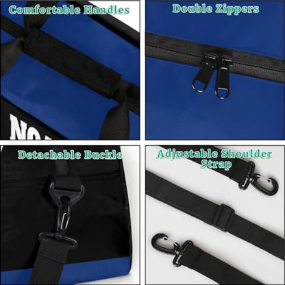 Personalized Sports Bag, Playing Baseball Silhouette Blue Black | Personalized Named Practice Travel Overnight Training Bag - color: Color 33