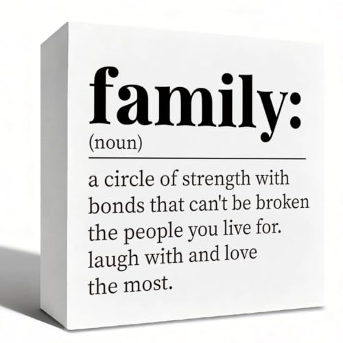 Rustic Farmhouse Wooden Box Sign, 5x5 Inch Family Love Quote Desk Decor, Entryway Shelf Home Decor, Fine Daily Present - color: Family 13