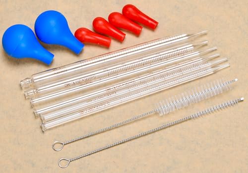 6 Pieces Glass Pipettes 10ml 5ml 3ml 2ml 1ml 0.5ml Glass Graduated Dropper Pipette for School, Students, Transfer for Liquid Essential Oil - style: 6 Pieces