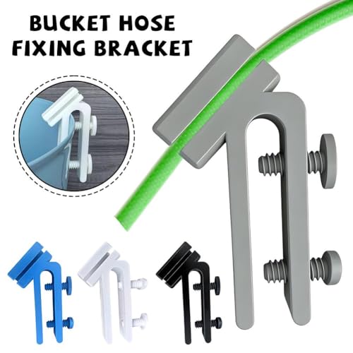 Adjustable Curved Hose Holder Clamp, Heavy Duty Bucket Mount Water Pipe Clip with Double Thumb Screws, Easy Install Aquarium Water Change & Garden Irrigation Hose Fixer (Gray) - color: Gray