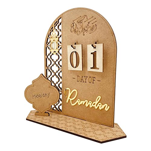 Wooden Ramadan Calendar Decorations - Wooden Countdown Calendars Decorations 30 Days Eid Mubarak,style 1
