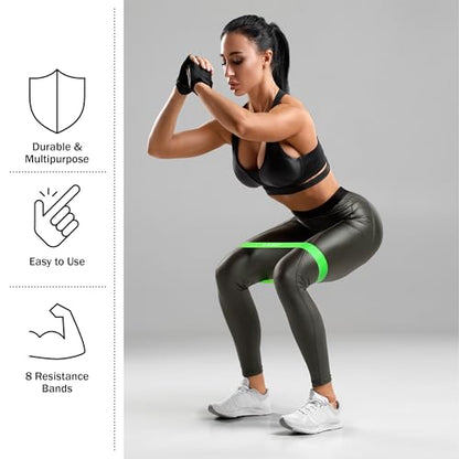 Resistance Bands for Working Out - Workout Band Loop - Exercise Bands with 4 Levels for Toning, Stretching or Physical Therapy by Home-Complete - size: 8 Pack
