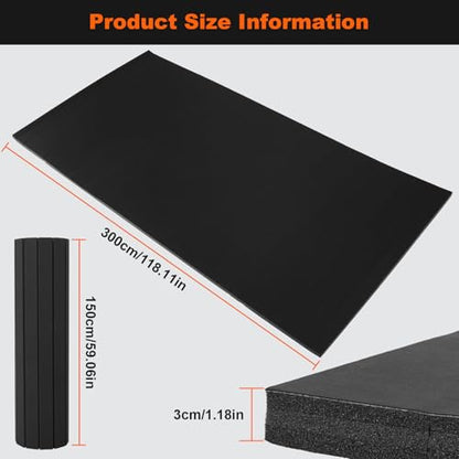 Generic Folding Gymnastics Mat 118.11x59.06x1.18inch Indoor Gymnastics Track Exercise Mat Non-Slip Surface for Home Yoga Pilates Martial Art
