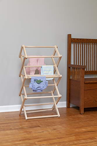 Pennsylvania Woodworks Clothes Drying Rack: Solid Maple Hard Wood Laundry Rack for Baby Clothes, Hand Towels, Delicates & More, Durable Small Folding Drying Rack, Made in USA, No Assembly Needed - color: Small
