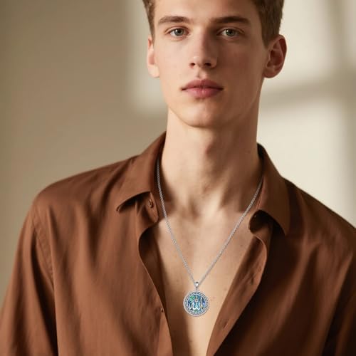 URONE Allah Necklace 925 Sterling Silver Abalone Shell Pendant Allah Jewelry Gift for Women Men