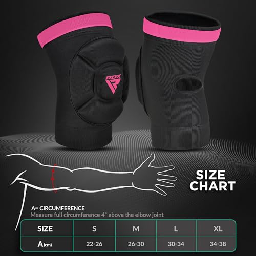 RDX Elbow Pads, Muay Thai MMA Kickboxing Sparring Elbow Guard, Martial Arts Striking Protection,Wrestling Basketball Adjustable MTB Volleyball Compression Padded Sleeve, Men Women - color: Black Pink, size: Medium