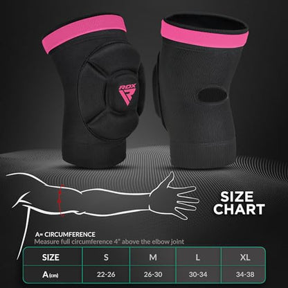 RDX Elbow Pads, Muay Thai MMA Kickboxing Sparring Elbow Guard, Martial Arts Striking Protection,Wrestling Basketball Adjustable MTB Volleyball Compression Padded Sleeve, Men Women - color: Black Pink, size: Large