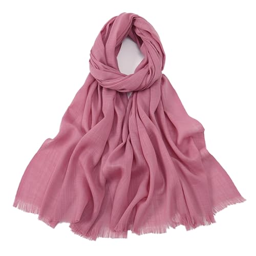 Women's Summer Scarf Lightweight And Soft Bamboo Cotton Headscarf - color: Skin Red