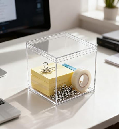 Acrylic Box with Lid Clear Display Box Plastic Square Cube Wedding Candy Box Jewelry Storage Containers Decorative Boxes - size: 4 x 4 x 4 Inch