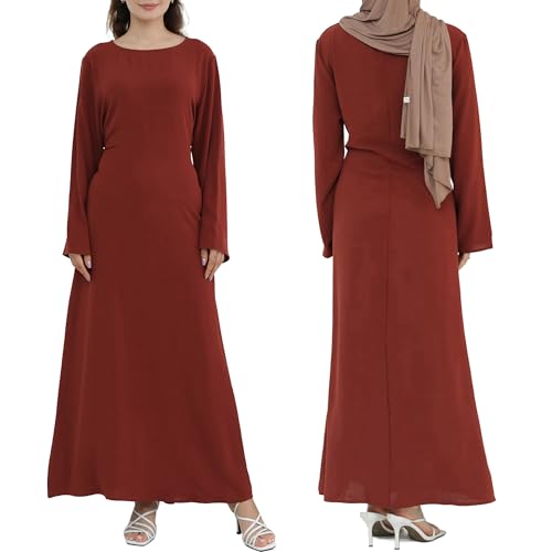 Abaya Dress for Muslim Eid Prayer Jilbab Dubai Women Maxi Kaftan Islamic Salah Dress Soft Muslim Women Clothes - color: Reda, size: Medium