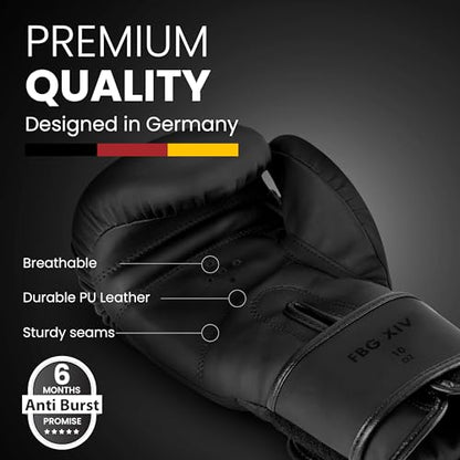 FIGHTR® Boxing Gloves - Maximum Protection & Stability | Boxing Gloves for Boxing, MMA, Muay Thai & Kickboxing | Sizes 8-16 oz - color: All Black, size: 14 oz