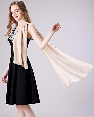 Shawl and Wrap for Evening Dresses Wedding Sheer Scarfs Women Scarve - color: Light Champagne, size: One Size