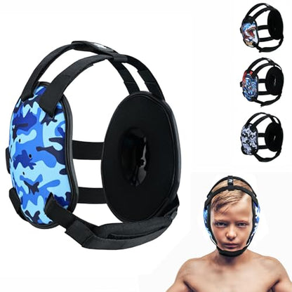 ROAR-INT Kid's Ear Guard BJJ Grappling Head Guard Adjustable Wrestling Headgear For Boys and Girls Earguard MMA Jiu Jitsu (Blue-Camo) - color: Blue-camo
