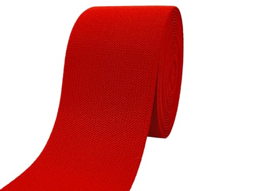 Red Wide Knit Elastic Band for Sewing 3 inch 5yards Double-Side Twill Woven Elastic Heavy Stretch Elastic Spool Band for Sewing Pants Waist-Wigs-Skirts-Craft-DIY Projects (#34) - color: Red #34