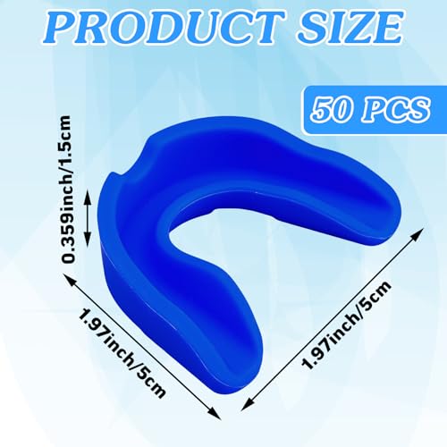 Frienda 50 Pcs Football Mouth Guards Bulk Youth Football Mouthpiece Sports Athletic Mouthguard Teeth Guard for Hockey Karate Basketball Boxing Lacrosse Rugby - color: Blue